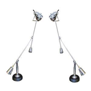Pair of Italian Re-edition Sculptural Double-Arm Desk Lamps, 1970s