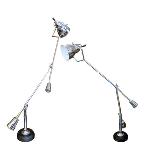 Pair of Italian Re-edition Sculptural Double-Arm Desk Lamps, 1970s