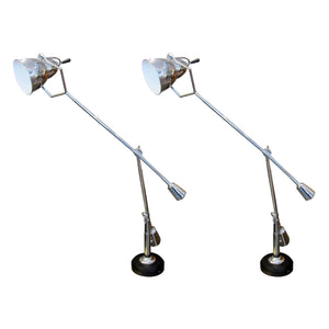 Pair of Italian Re-edition Sculptural Double-Arm Desk Lamps, 1970s