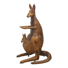 Load image into Gallery viewer, Life-Size Oak Kangaroo Sculpture on Wheels, Spain, 1960s

