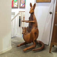 Load image into Gallery viewer, Life-Size Oak Kangaroo Sculpture on Wheels, Spain, 1960s
