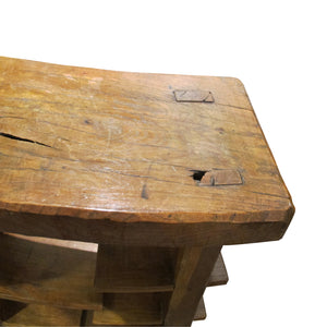 Large Mid-Century Spanish Oak Shelving Unit with Asymmetrical Tiers, 1950s