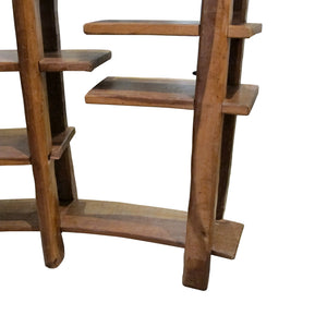 Large Mid-Century Spanish Oak Shelving Unit with Asymmetrical Tiers, 1950s