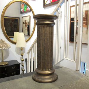 Pair of Bronze Finish Ceramic Fluted Columns – Decorative Pedestals, English