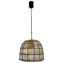 Load image into Gallery viewer, 1960s Glashütte Limburg Pendant Light with Textured Glass Dome, German
