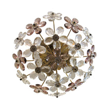 Load image into Gallery viewer, Pair of Maison Bagues Crystal Floral Ceiling Lights, French 1970
