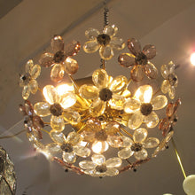 Load image into Gallery viewer, Pair of Maison Bagues Crystal Floral Ceiling Lights, French 1970
