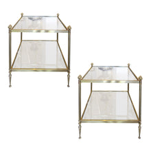 Load image into Gallery viewer, Pair of Brass and Glass Side Tables, Maison Bagues Style, French 1950s
