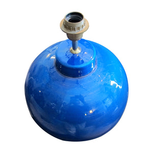 Vintage Blue Ceramic Lamp – Signed L. Drummer, French 1970s