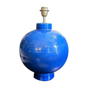 Vintage Blue Ceramic Lamp – Signed L. Drummer, French 1970s