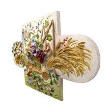 Load image into Gallery viewer, French Plaster  Pediment, Hand-Painted Harvest Design, 1960s
