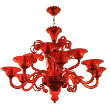 Load image into Gallery viewer, Campari red 12 lighters Venetian ceiling light
