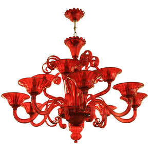 Campari red 12 lighters Venetian ceiling light