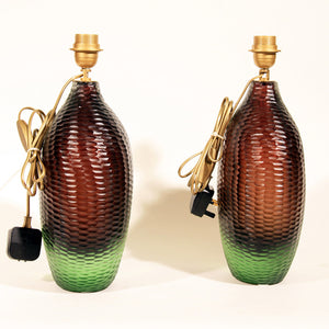 Pair of Murano Battuto glass table lamps