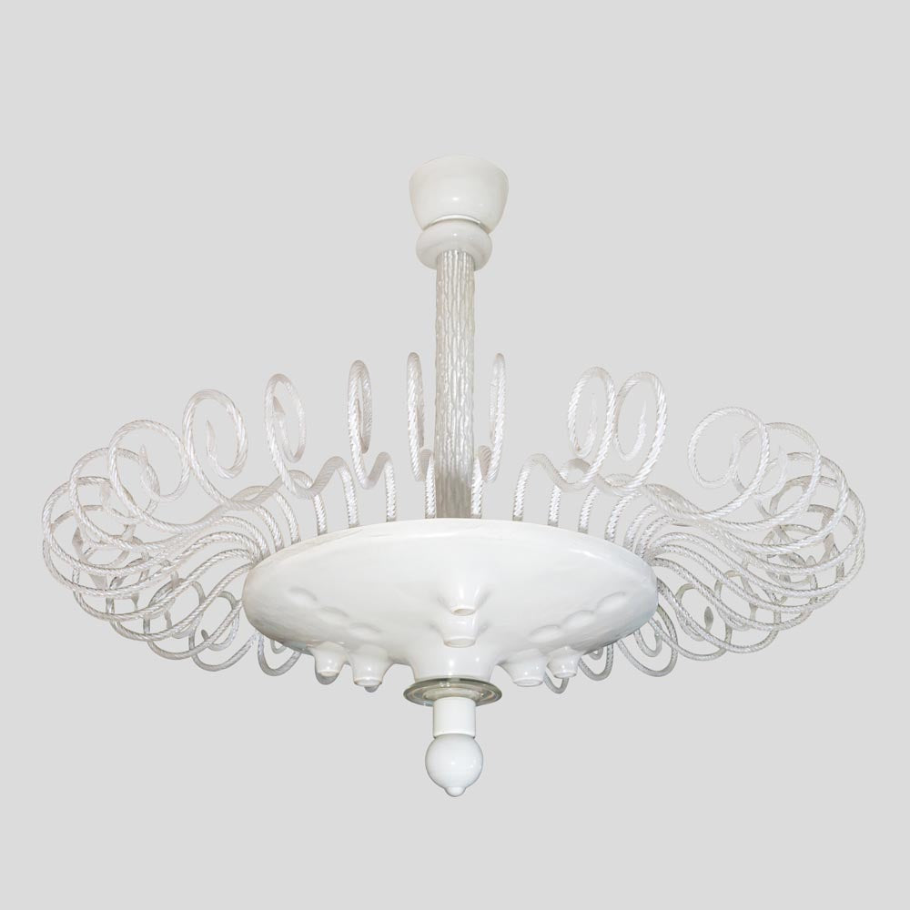 A large Murano Lattimo ceiling light