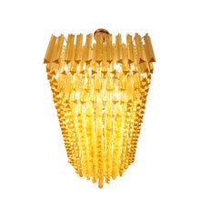 Load image into Gallery viewer, Amber and clear Venini triedri gold plated rectangular chandelier
