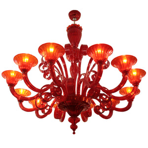 Campari red 12 lighters Venetian ceiling light