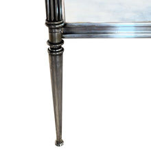 Load image into Gallery viewer, Pair of French Midcentury Silver Plated Brass and Eglomise Glass Side Tables
