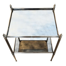 Load image into Gallery viewer, Pair of French Midcentury Silver Plated Brass and Eglomise Glass Side Tables
