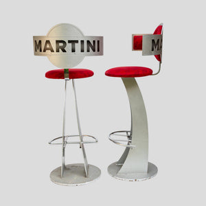 Pair of Vintage Steel metal Martini bar Stools