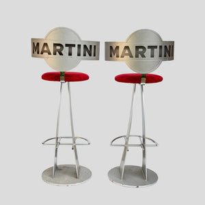 Pair of Vintage Steel metal Martini bar Stools