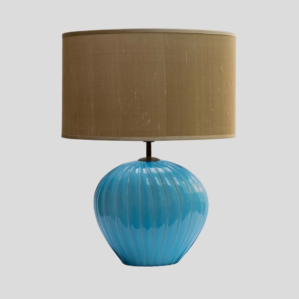Pair of sky blue ribbed Barovier Murano Glass Table lamps – Church ...