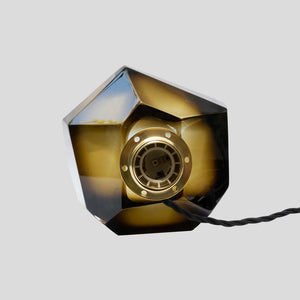 Murano Diamond Cut Faceted tobacco colour glass table lamps