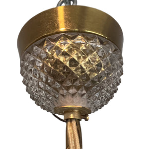 Single Brass and Crystal Hanging Light Attributed to Palwa