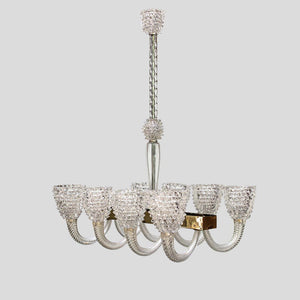 Rostrato Murano glass chandelier by Barovier and Toso