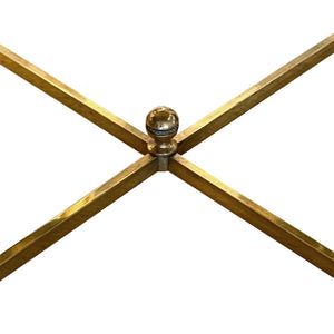 Pair of French Midcentury Low Single Tier Side Tables with Eglomise Glass