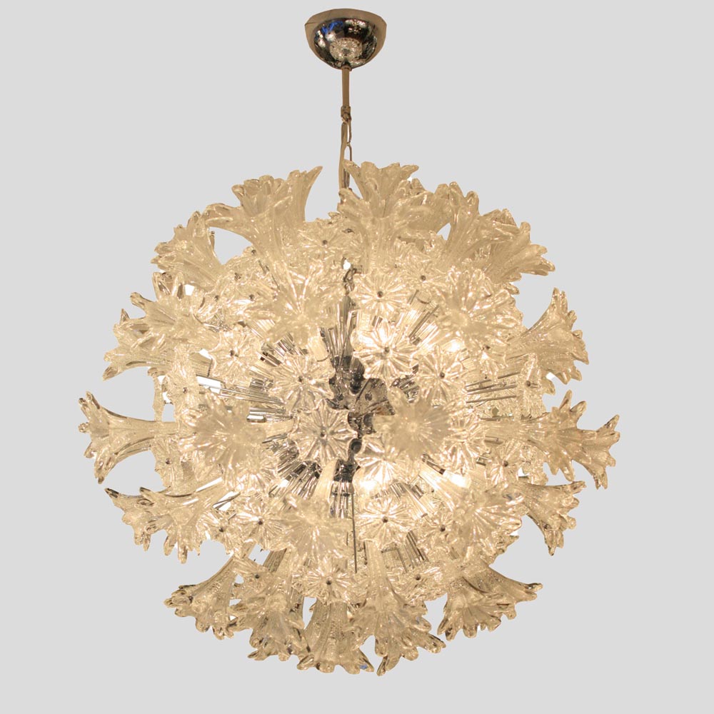 Venini Esprit clear and silver glass ceiling light