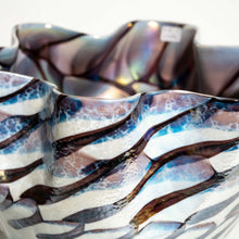 Load image into Gallery viewer, Vintage Murano white iridescent wavy decor vase
