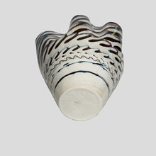 Load image into Gallery viewer, Vintage Murano white iridescent wavy decor vase
