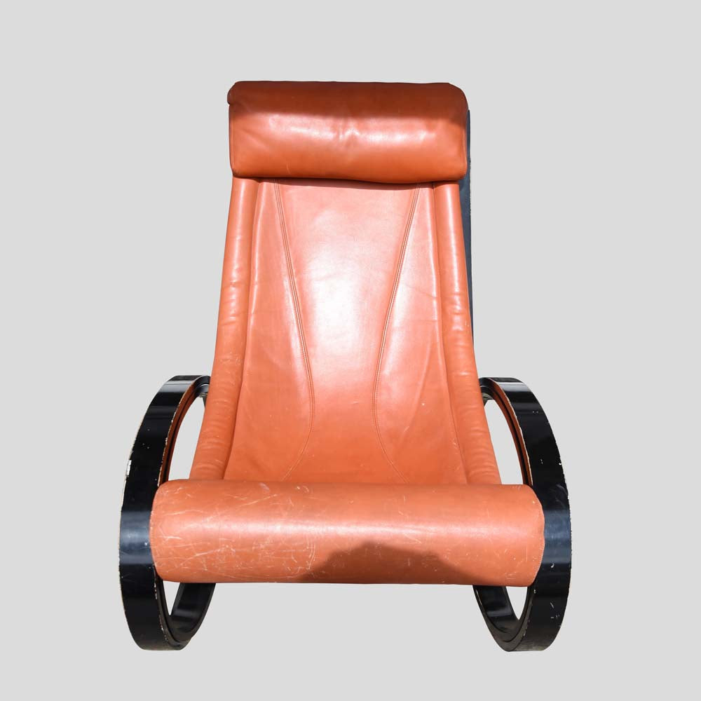 Vintage Red leather Sgarsul Rocking Chair by Gae Aulenti