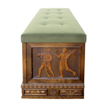 Load image into Gallery viewer, Mid-century Swedish Bench - Coffer - Blanket Box with Carvings
