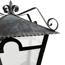 Load image into Gallery viewer, A Pair of French Wrought Iron Outdoor Pillar Lanterns, circa 1950
