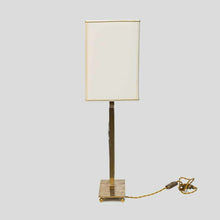 Load image into Gallery viewer, Vintage brass table lamp with Silvio Vigliaturo glass sculpture
