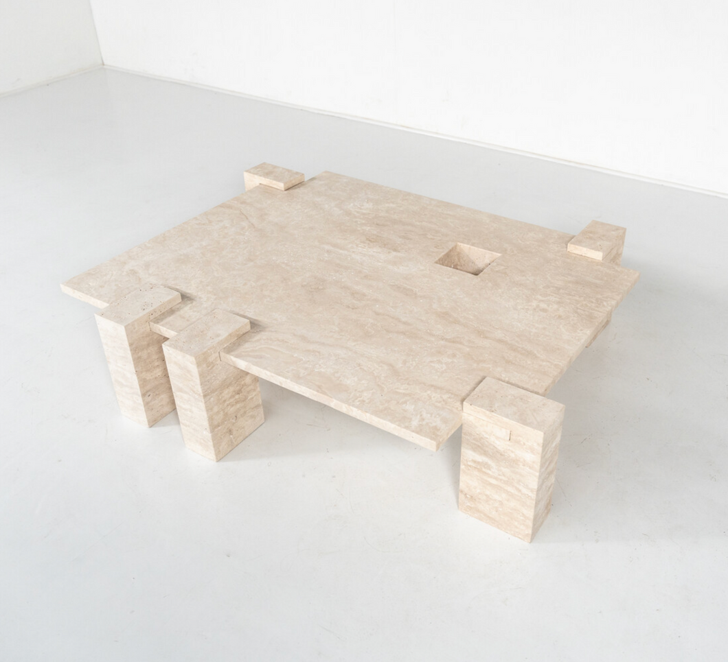 Contemporary Travertine Coffee Table, Italy