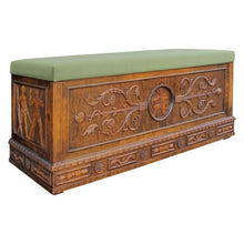 Load image into Gallery viewer, Mid-century Swedish Bench - Coffer - Blanket Box with Carvings

