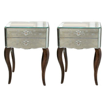 Load image into Gallery viewer, Pair of French Mirrored Bedside Tables with Floral Detail, Circa 1950s
