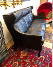 Load image into Gallery viewer, Leather high backed settee designed by Borge Mogensen for Fredericia Stolefabrik, 1964
