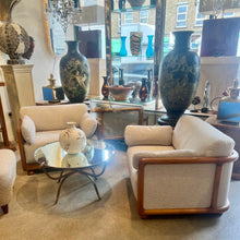 Load image into Gallery viewer, 1960s Large Pair of Armchairs with Curved Teak Frame, German
