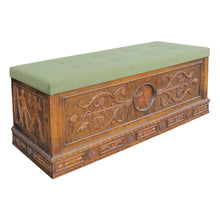 Load image into Gallery viewer, Mid-century Swedish Bench - Coffer - Blanket Box with Carvings
