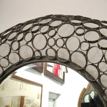 Load image into Gallery viewer, 1980s Spanish Handcrafted Geometric Metal Circle Mirror
