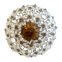 Load image into Gallery viewer, 1970s Italian Banci Firenze Round Floral Crystal Ceiling Light
