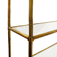 Load image into Gallery viewer, Italian 1970s Faux Bamboo Brass &amp; Glass Five-Tier Étagère, Hollywood Regency Style
