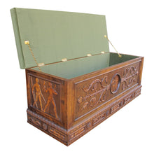Load image into Gallery viewer, Mid-century Swedish Bench - Coffer - Blanket Box with Carvings
