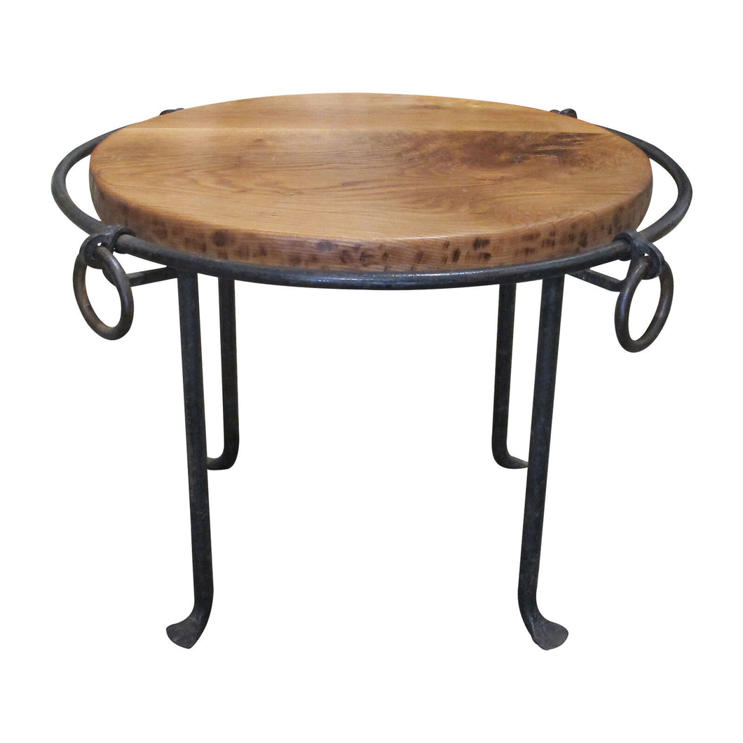 Mid-Century French Wrought Iron and Oak Coffee Table