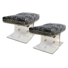 Load image into Gallery viewer, Pair of American Perspex Stools with Zebra Cushions, 1970s
