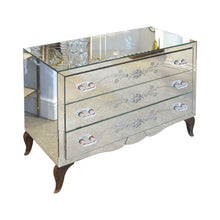 Load image into Gallery viewer, French Mirrored Chest of Drawers with Floral Detail, Circa 1950s
